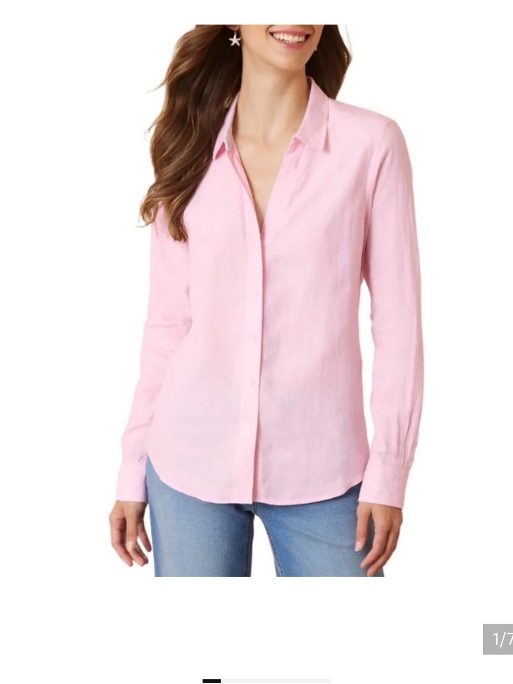 Tommy Bahama Light Pink Button-Front Linen Shirt